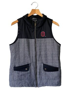Ohio State Buckeyes Herringbone Vest Womens Large Full Zip Gameday Couture NCAA
